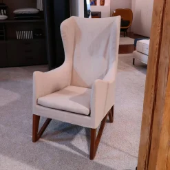 Giorgetti Relaxsessel|Sessel Mobius High Bezug Stoff Beige Gestell Eiche Dunkel