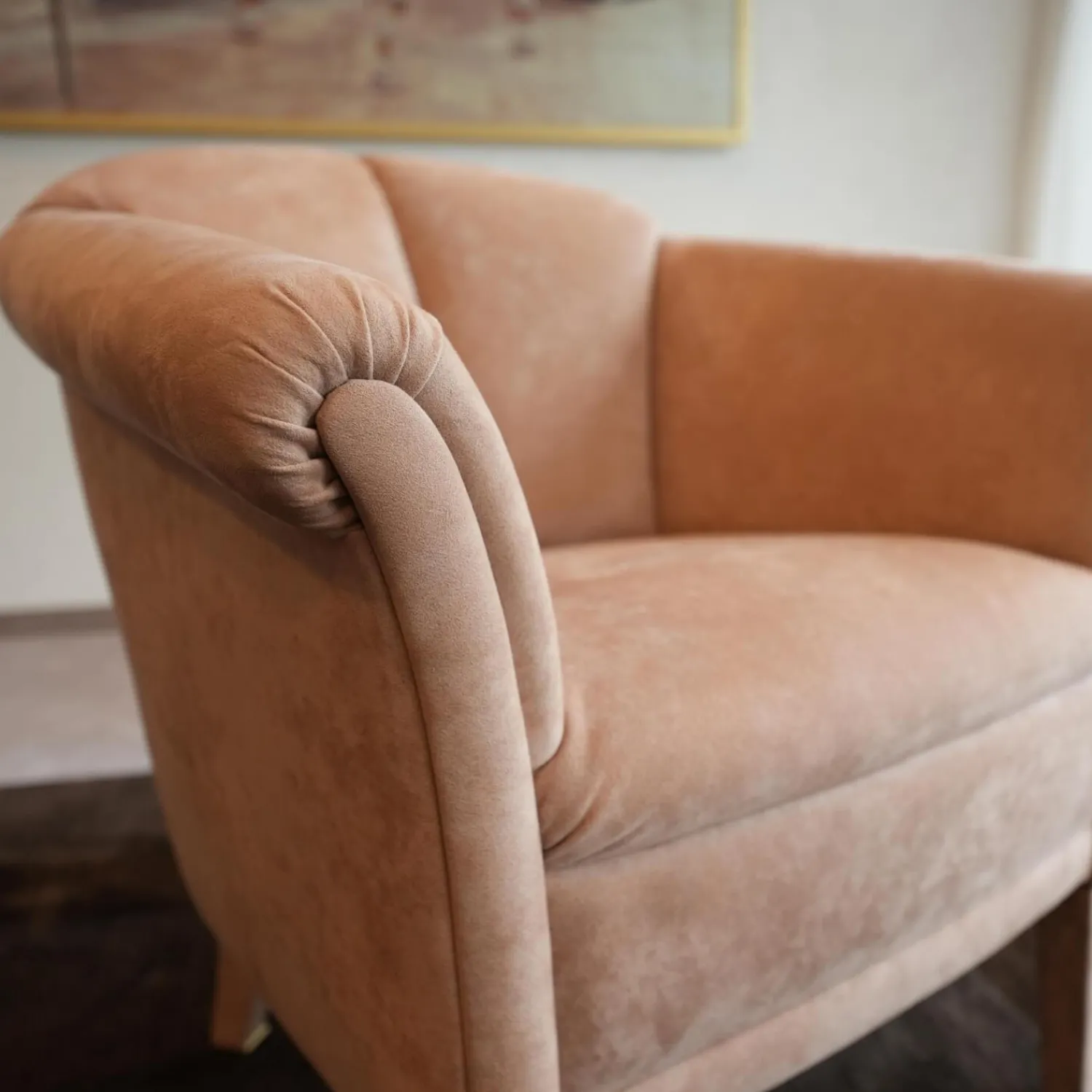 Finkeldei Relaxsessel|Sessel Model King Bezug Alkantara 112 Lachs Ton Massivholzgestell