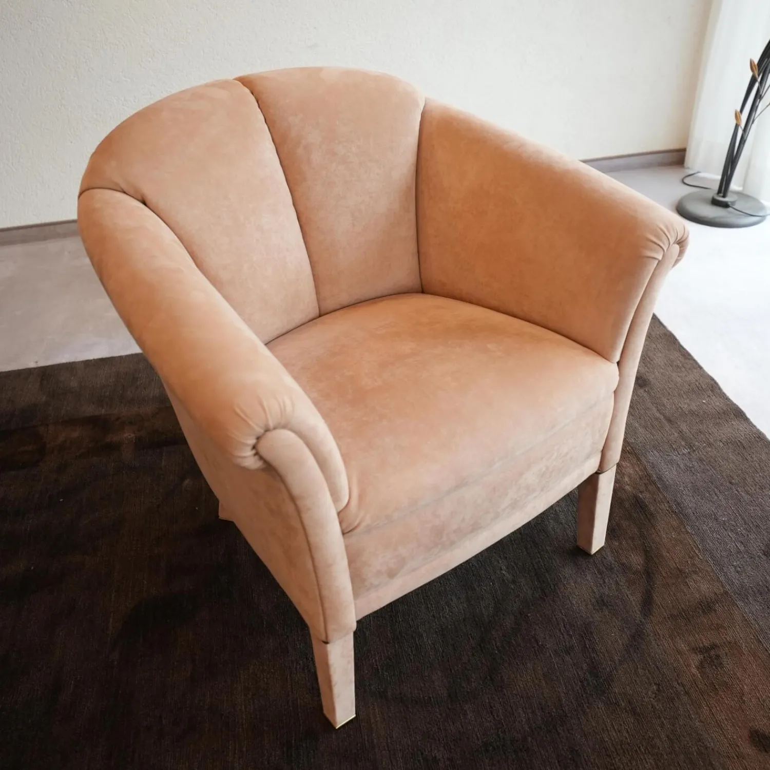 Finkeldei Relaxsessel|Sessel Model King Bezug Alkantara 112 Lachs Ton Massivholzgestell