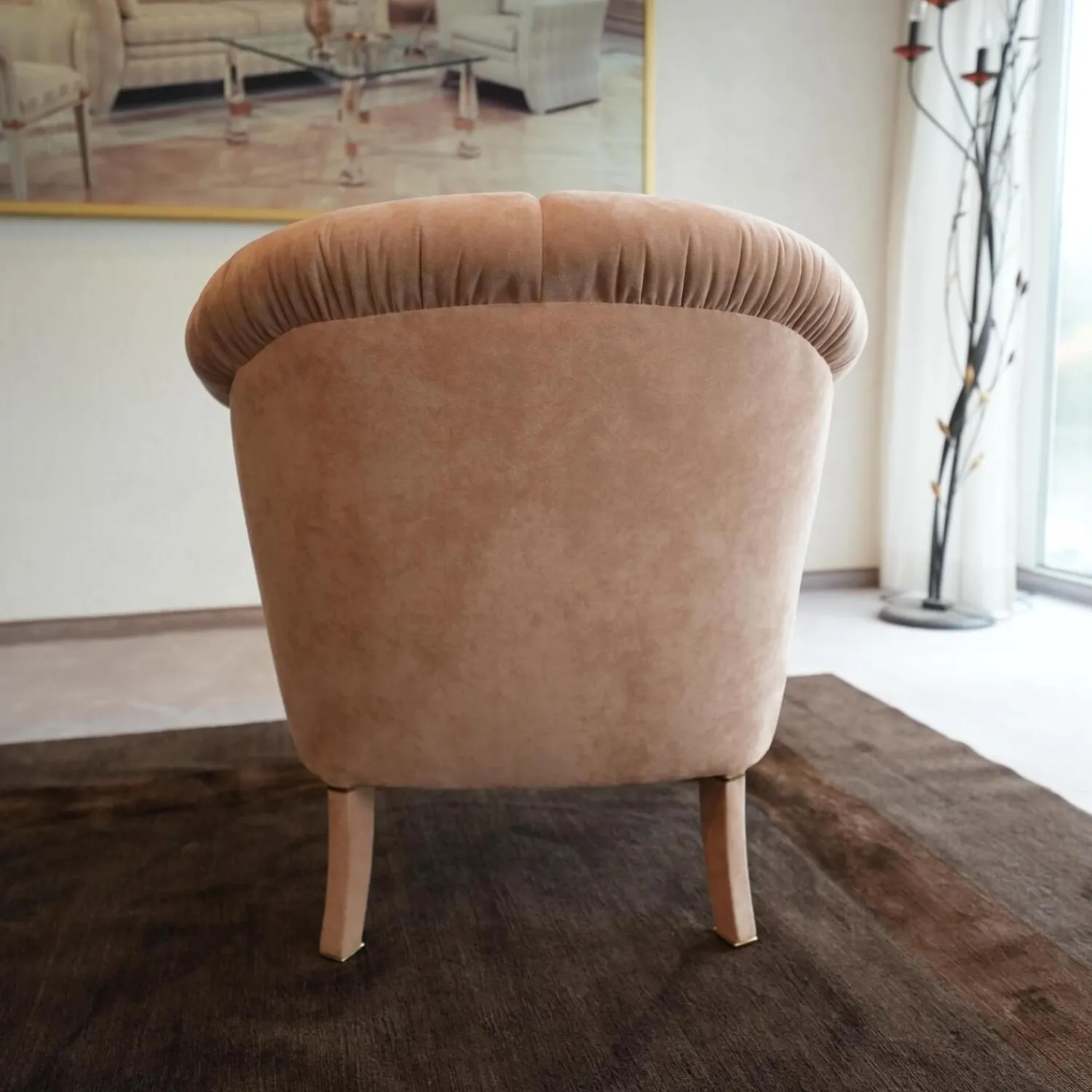 Finkeldei Relaxsessel|Sessel Model King Bezug Alkantara 112 Lachs Ton Massivholzgestell