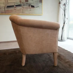 Finkeldei Relaxsessel|Sessel Model King Bezug Alkantara 112 Lachs Ton Massivholzgestell