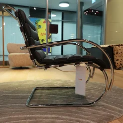 Knoll International Loungesessel|Sessel MR Bauhaus Leder X Bellagio Dark Brown Braun Gestell Chrom Poliert