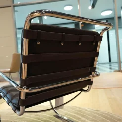 Knoll International Loungesessel|Sessel MR Bauhaus Leder X Bellagio Dark Brown Braun Gestell Chrom Poliert