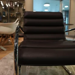 Knoll International Loungesessel|Sessel MR Bauhaus Leder X Bellagio Dark Brown Braun Gestell Chrom Poliert