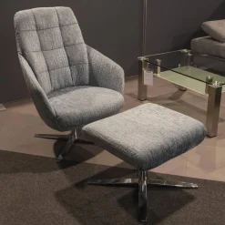 Musterring Relaxsessel|Sessel MR396 Stoff Jab 1 Farbe 16050 Drehgestell Und Sternfuß Chrom Inklusive Hocker