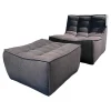 Ethnicraft Relaxsessel|Sessel N701 Bezug Stoff Moss Eco Graphite Grau Rahmen Hoz Inklusive Hocker