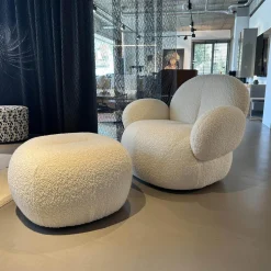 Freifrau Relaxsessel|Sessel Nana Love Seat Stoff Nimbus 006 Bebris Beige Füße Kunststoff Inklusive Hocker