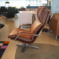 Berg Furniture Relaxsessel|Sessel Nasa Leder Rustical Braun Gestell Edelstahl