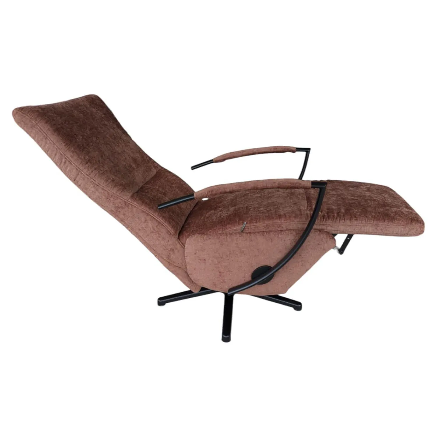 Poco Relaxsessel|Sessel Nicolai Stoff Nile Kupfer 300 Braun Fuß Schwarz Matt mit mechanischer Verstellung