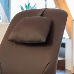 Giorgetti Loungesessel|Sessel Normal Leder 2212 Dunkelbraun Gestell Buche Matt Gebeizt Inklusive Hocker Und Kopfkissen