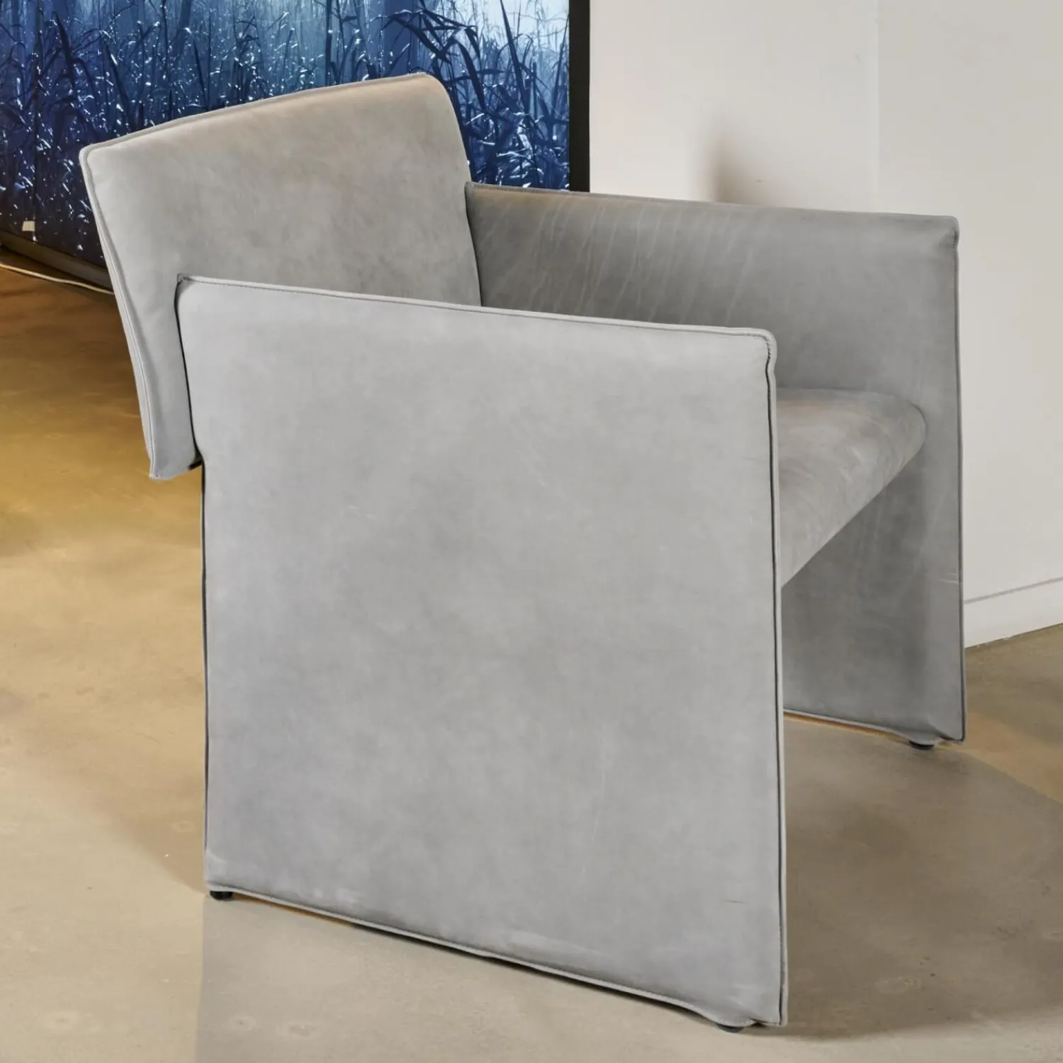 COR Loungesessel|Sessel Noto Nubukleder 682 Elefantgrau Weiche Rollen