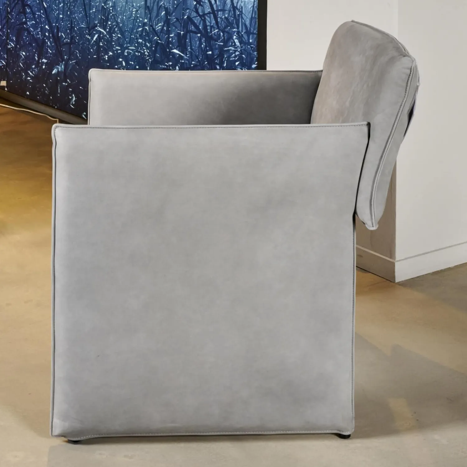 COR Loungesessel|Sessel Noto Nubukleder 682 Elefantgrau Weiche Rollen