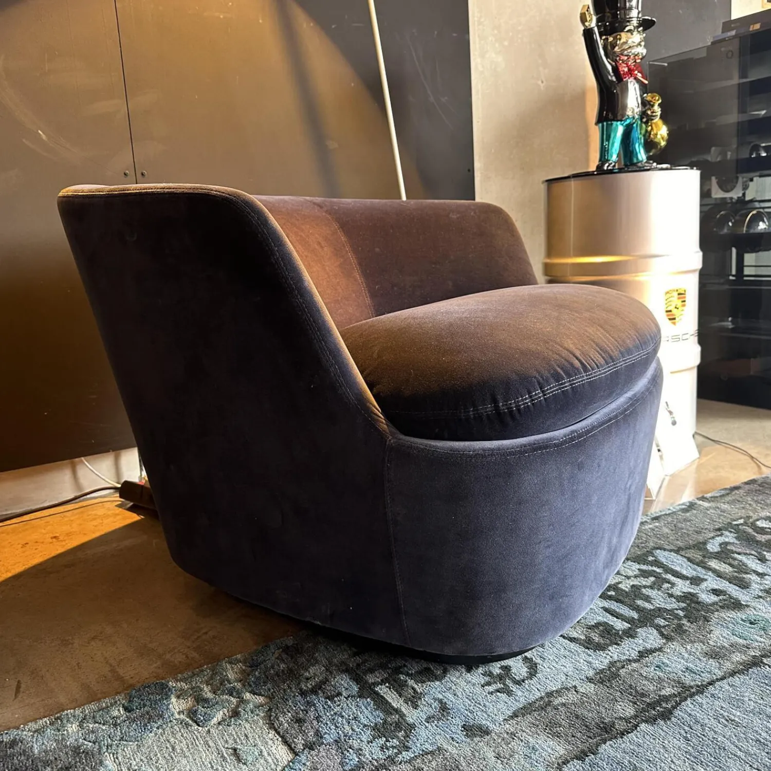 Cappellini Relaxsessel|Sessel Orla 86B Stoff Harald 2 804 Blu Notte D Samt Blau