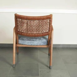 Flexform Relaxsessel|Sessel Ortiga Stoff Timo Blau Gestell Canaletto Nussbaum Leder Kordel Tabak mit Hocker