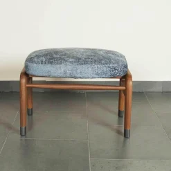 Flexform Relaxsessel|Sessel Ortiga Stoff Timo Blau Gestell Canaletto Nussbaum Leder Kordel Tabak mit Hocker