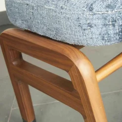 Flexform Relaxsessel|Sessel Ortiga Stoff Timo Blau Gestell Canaletto Nussbaum Leder Kordel Tabak mit Hocker