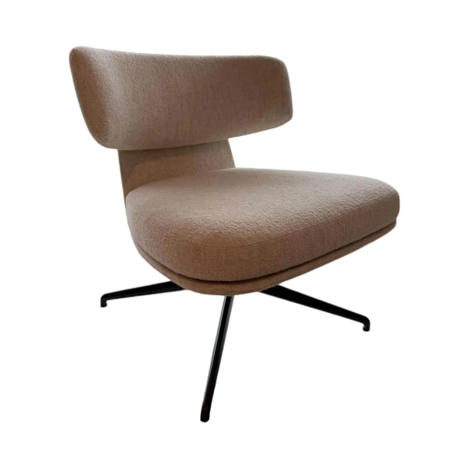 Molteni & C Loungesessel|Sessel Piccadilly Stoff KG611 BI CARTA Beige Gestell Zinnfarbig Hochglänzend Mit Flacher Rückenlehne