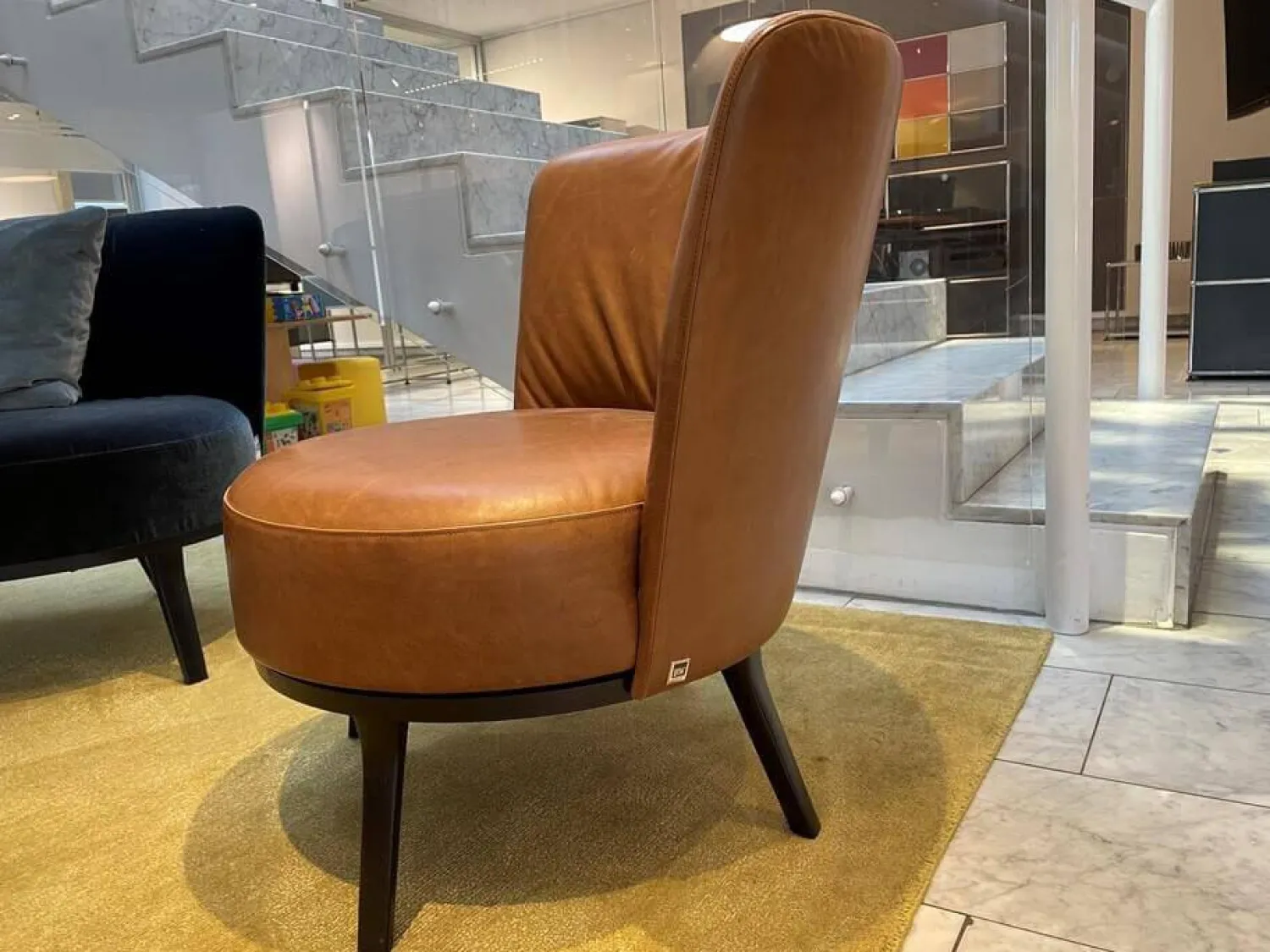 Bielefelder Werkstätten Relaxsessel|Sessel Polo Cocktail Leder Gascogne Noisette Cognac Drehfunktion mit Rückholmechanik