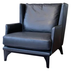 Bielefelder Werkstätten Relaxsessel|Sessel Polo Lounge Leder Provence 3 Schiefer Grau Holfüße Dunkel Gebeizt