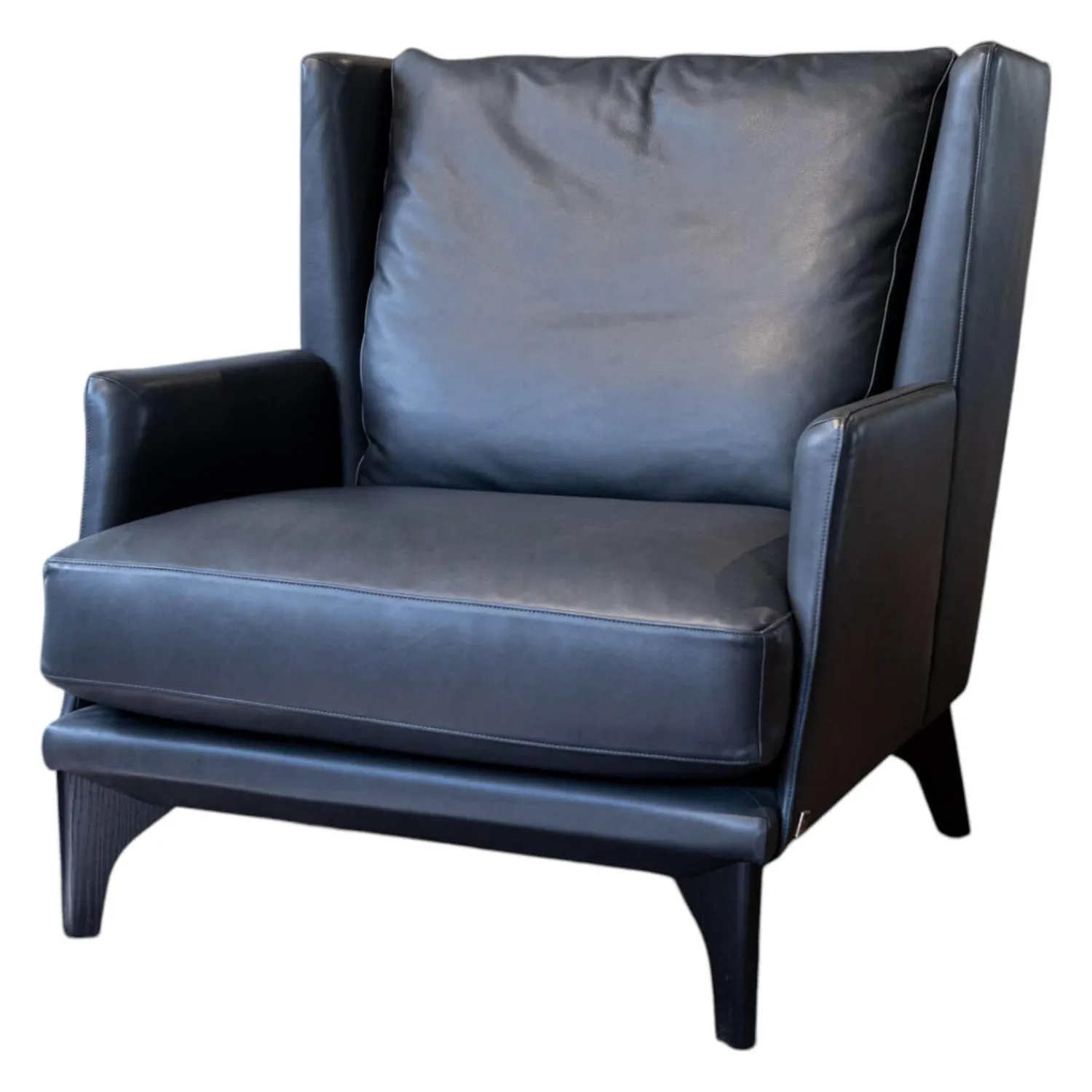 Bielefelder Werkstätten Relaxsessel|Sessel Polo Lounge Leder Provence 3 Schiefer Grau Holfüße Dunkel Gebeizt