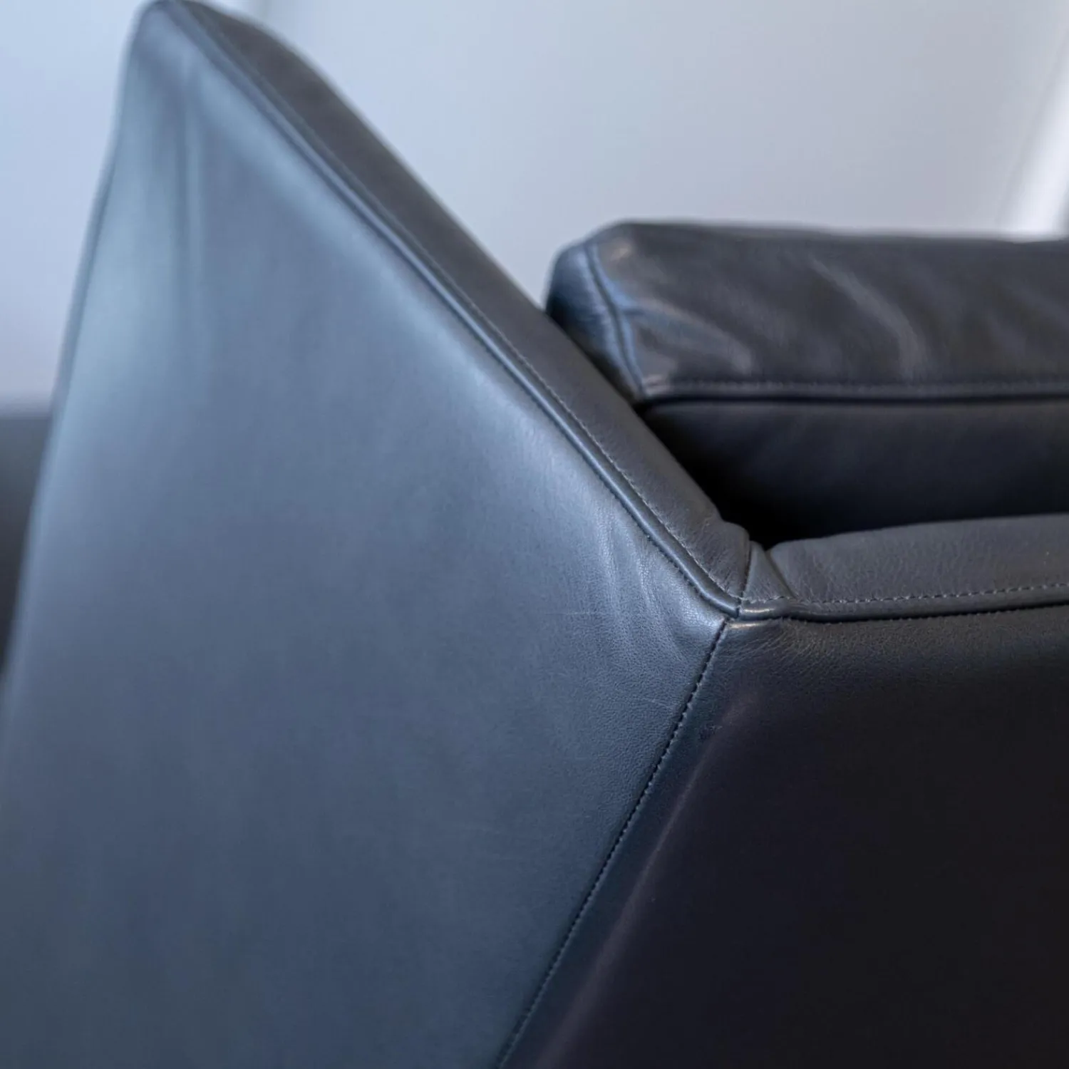 Bielefelder Werkstätten Relaxsessel|Sessel Polo Lounge Leder Provence 3 Schiefer Grau Holfüße Dunkel Gebeizt