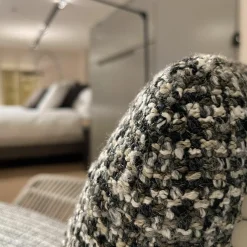 Minotti Relaxsessel|Sessel Prince Cord Stoff H Freedom 01 Cenere Grau Ledergeflecht Tortora Dove Grey Beige Gestell Aluminium Zinn Lackiert Mit Hocker