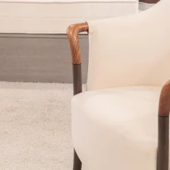 Giorgetti Loungesessel|Sessel Progetti 33220 Fashion Wolle Innen Kamet 2413 Weiß Außen Denim 100 Grau Gestell Matte Beizung Lack No 91