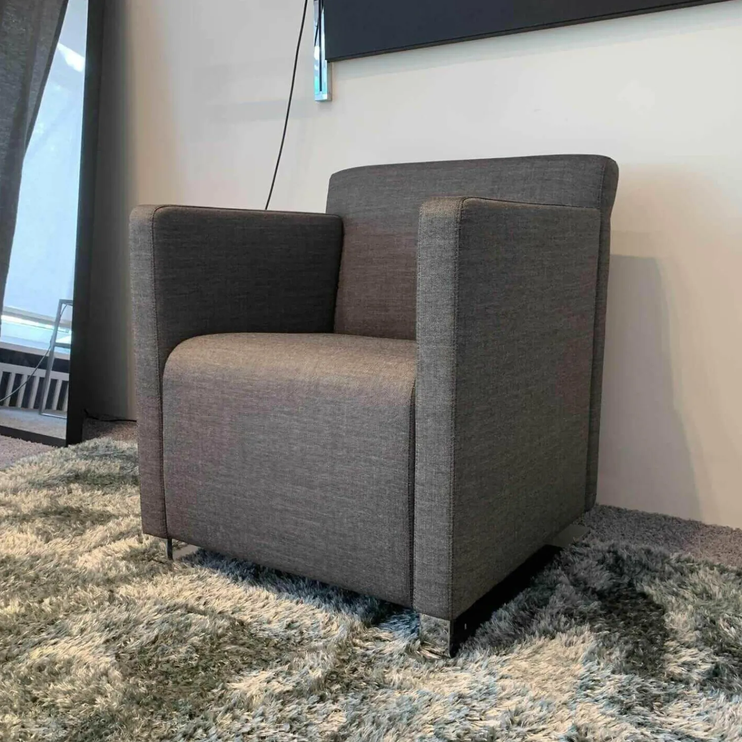 COR Relaxsessel|Sessel Quant 30145 Stoff Grau Kufe Chrom