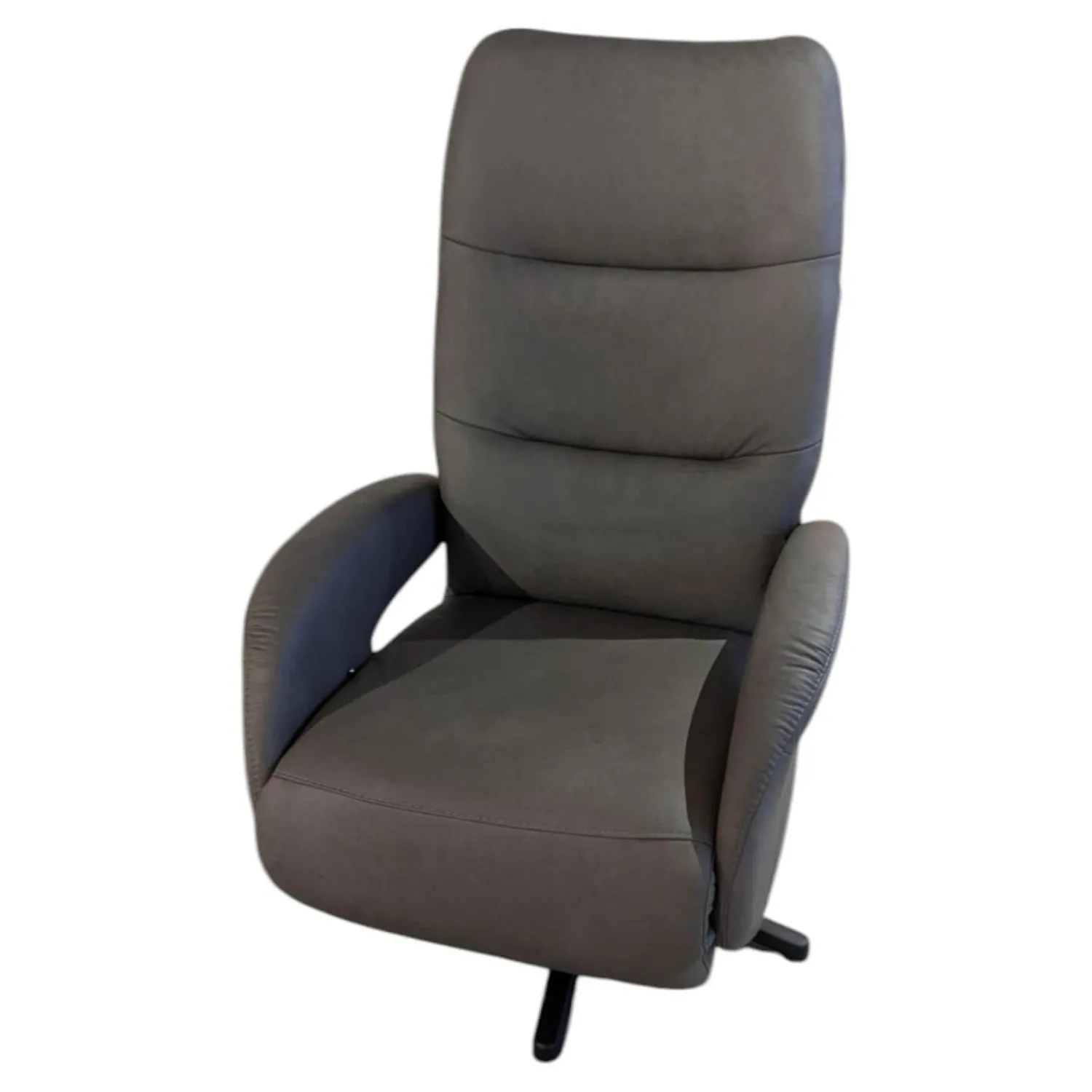 Polsteria Relaxsessel|Sessel Rasta Leder LL Evita Smoke Grau Sternfuß Schwarz Matt