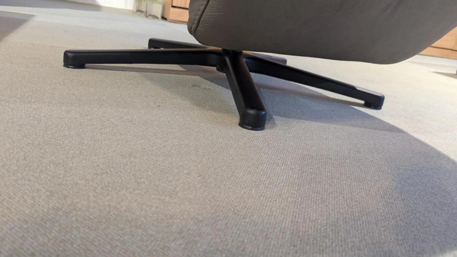 Polsteria Relaxsessel|Sessel Rasta Leder LL Evita Smoke Grau Sternfuß Schwarz Matt