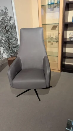 DFM Relaxsessel|Sessel Ravi Leder W10 Grau Fuß Schwarz Funktion Mechanisch