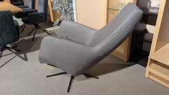 DFM Relaxsessel|Sessel Ravi Leder W10 Grau Fuß Schwarz Funktion Mechanisch