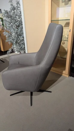 DFM Relaxsessel|Sessel Ravi Leder W10 Grau Fuß Schwarz Funktion Mechanisch