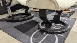 Stressless Relaxsessel|Sessel Reno M Leder Paloma Light Grey Grau Gestell Classic Wenge Schwarz Mit Hocker