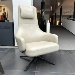 Vitra Relaxsessel|Sessel Repos Leder L50 Premium F Sand Beige Gestell Basic Dark Schwarz