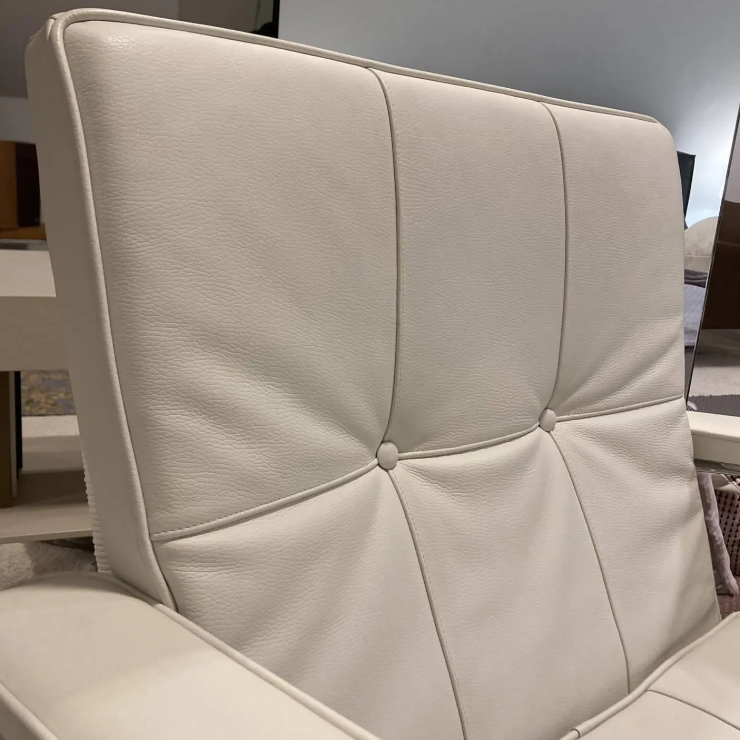 Tecta Relaxsessel|Sessel Rügenberg Leder Creme Weiß Chrom mit Armlehne