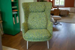 Fritz Hansen Relaxsessel|Sessel Ro JH1 Stoff Grün Gelb ATO964 Füße Aluminium Satingebürstet