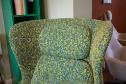 Fritz Hansen Relaxsessel|Sessel Ro JH1 Stoff Grün Gelb ATO964 Füße Aluminium Satingebürstet