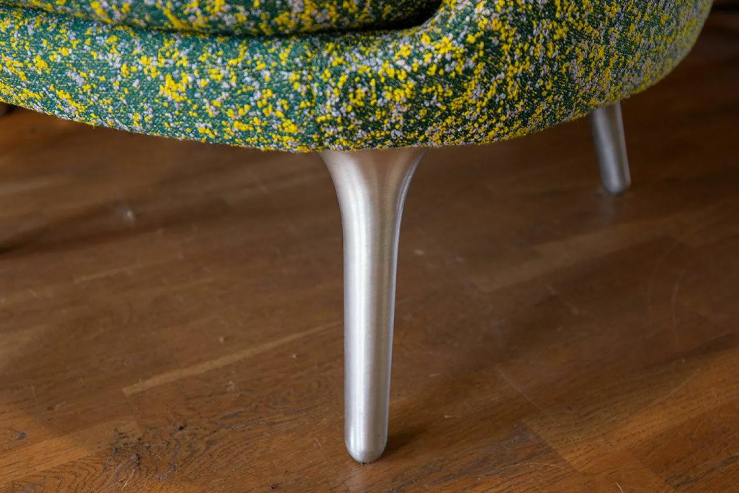 Fritz Hansen Relaxsessel|Sessel Ro JH1 Stoff Grün Gelb ATO964 Füße Aluminium Satingebürstet