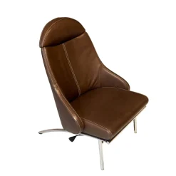 IP Design Relaxsessel|Sessel Rocky Leder Gascogne Braun Gestell Metall Chrom