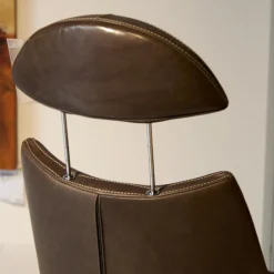 IP Design Relaxsessel|Sessel Rocky Leder Gascogne Braun Gestell Metall Chrom