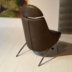 IP Design Relaxsessel|Sessel Rocky Leder Gascogne Braun Gestell Metall Chrom