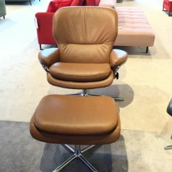 Stressless Fernsehsessel|Relaxsessel|Sessel Rome Cross M Sessel Leder Paloma Copper mit Hocker