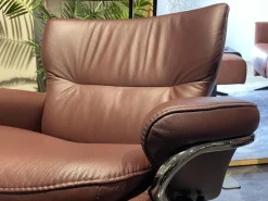Stressless Relaxsessel|Sessel Rome M Leder Paloma 54 Bordeaux Rot Braun Gestell Star 40 Aluminium Mit Hocker