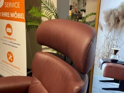 Stressless Relaxsessel|Sessel Rome M Leder Paloma 54 Bordeaux Rot Braun Gestell Star 40 Aluminium Mit Hocker