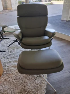 Stressless Relaxsessel|Sessel Rome M Leder Paloma Shadow Green Grün Grau Gestell Star Aluminium Inklusive Hocker