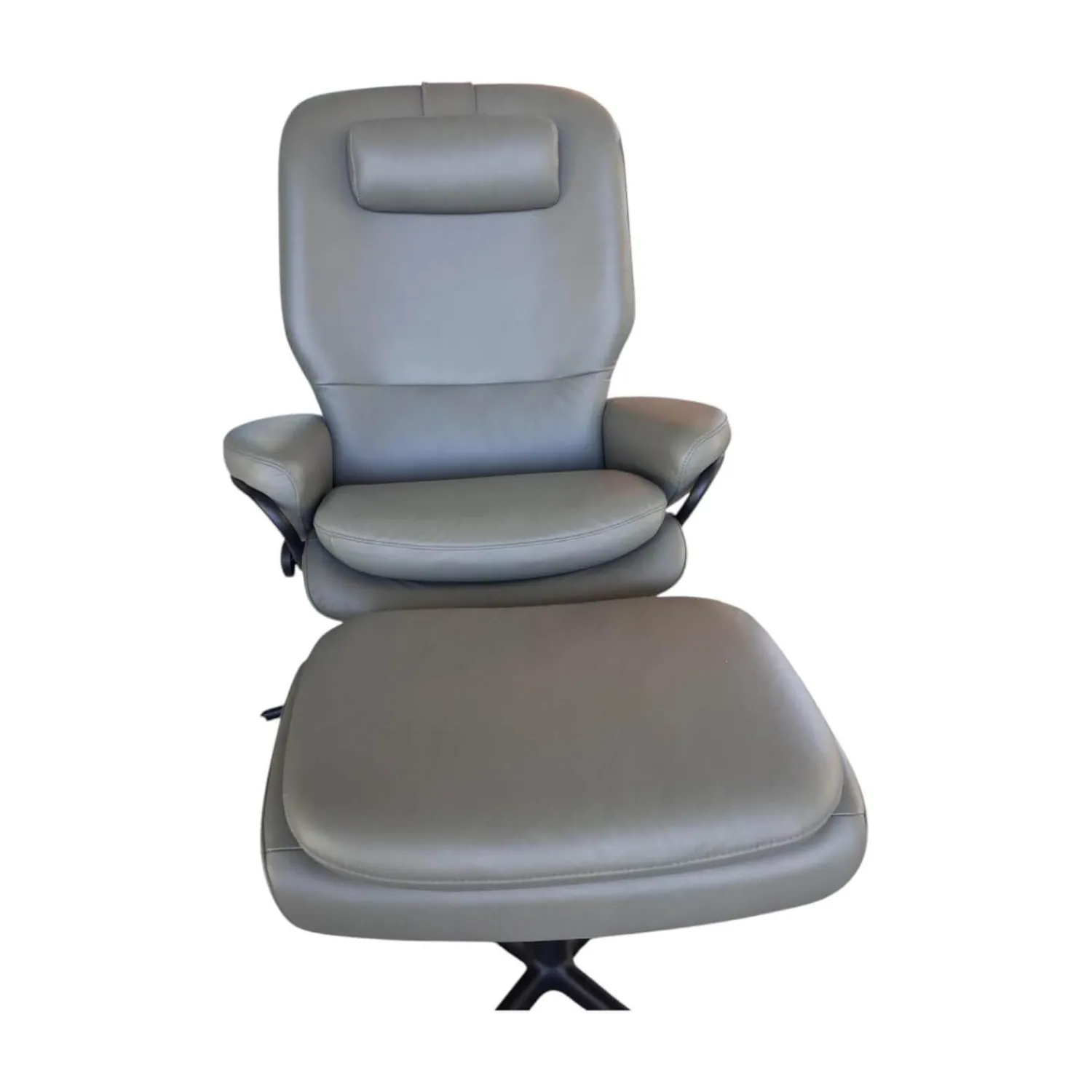 Stressless Relaxsessel|Sessel Rome M Leder Paloma Shadow Green Grün Grau Gestell Cross Schwarz Matt Mit Hocker
