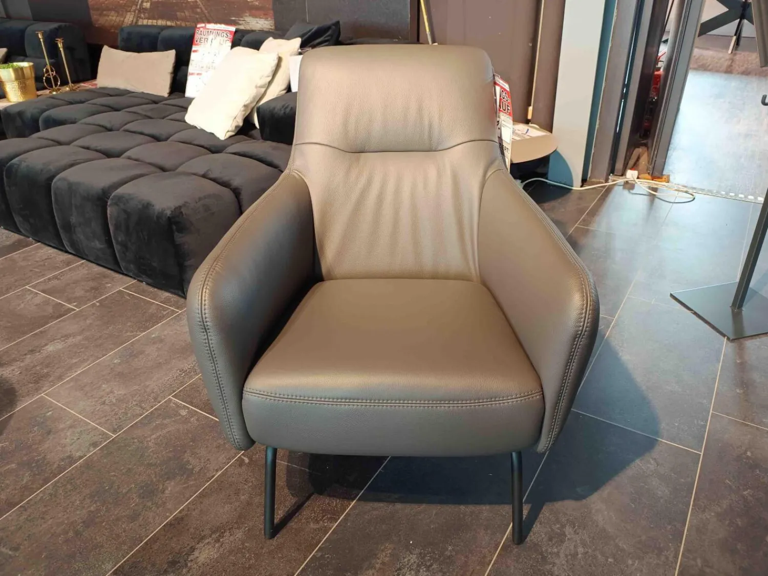 Comfort Republic Relaxsessel|Sessel Rufus Leder W2 Anthrazit L20 Füße Metall Schwarz