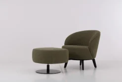 Werther Relaxsessel|Sessel Salon Stoff U3334J Grün Füße Holz Schwarz Inklusive Hocker Mit Drehteller Schwarz