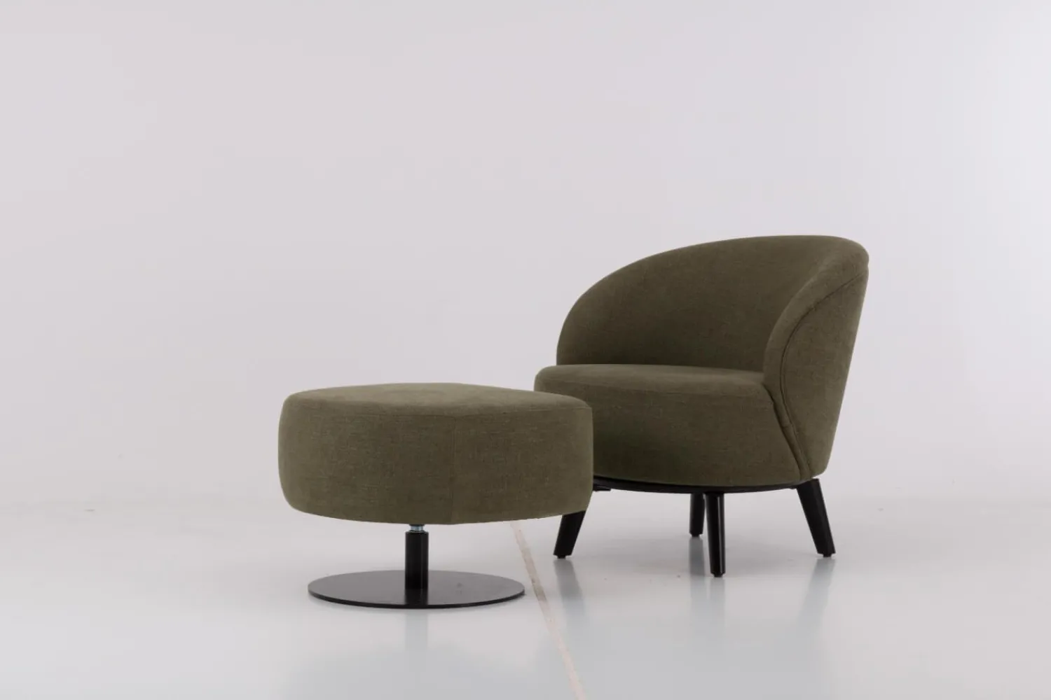 Werther Relaxsessel|Sessel Salon Stoff U3334J Grün Füße Holz Schwarz Inklusive Hocker Mit Drehteller Schwarz